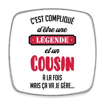 Cousin - Cousine - Famille - Naissance - Bébé - Square fridge magnet - white - Front