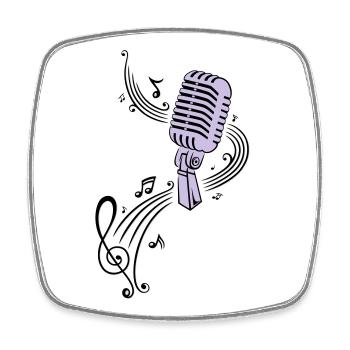 Mikrofon Musik Retro Mic - Viereckiger Kühlschrankmagnet - Weiß - Vorne
