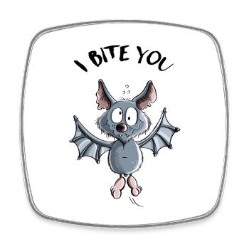 I Bite You Fledermaus - Comic - Viereckiger Kühlschrankmagnet - Weiß - Vorne