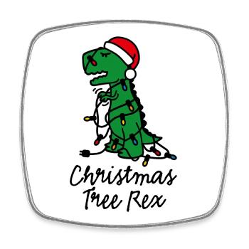 Christmas tree rex ugly xmas lights dinosaur - Square fridge magnet - white - Front