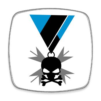 Skull skull and bones medal - Square fridge magnet - white - Front