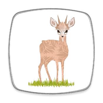 Dwarf antelope Dikdik on a green meadow - Square fridge magnet - white - Front