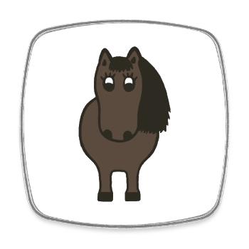 Kugelrundes Pony - Viereckiger Kühlschrankmagnet - Weiß - Vorne