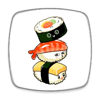 Sushi Kawaii - Magnet carré - blanc - Devant