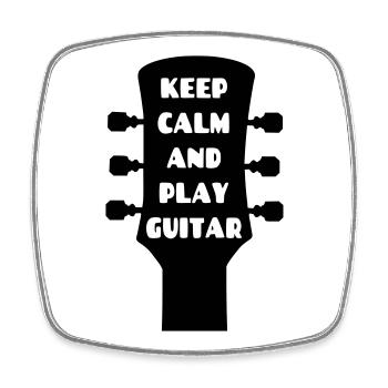 Restez calme! Et jouer de la guitare musicien # - Magnet carré - blanc - Devant