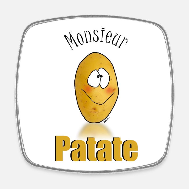 Mr Patate - Viereckiger Kühlschrankmagnet - Weiß