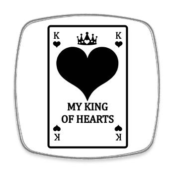 Playing card My hearts king with text - Square fridge magnet - white - Front