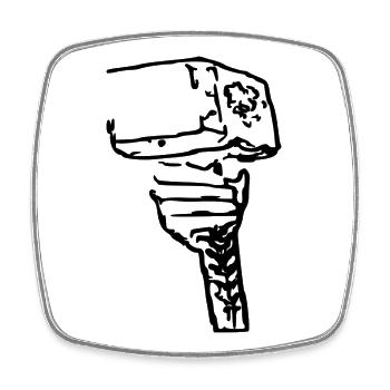 Thors Hammer - Viereckiger Kühlschrankmagnet - Weiß - Vorne