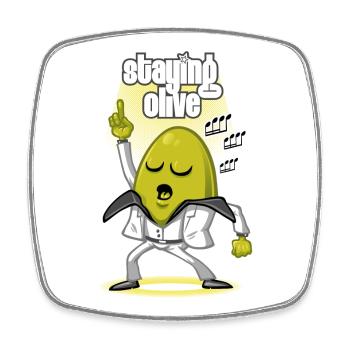 Rester olive - Magnet carré - blanc - Devant