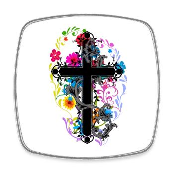 Flowers Blossoms Cross Jesus God Crosses Flora - Square fridge magnet - white - Front