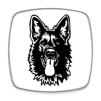 Tête de berger allemand - Magnet carré - blanc - Devant