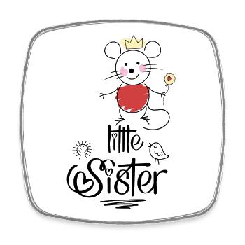 Kleine Schwester - Viereckiger Kühlschrankmagnet - Weiß - Vorne