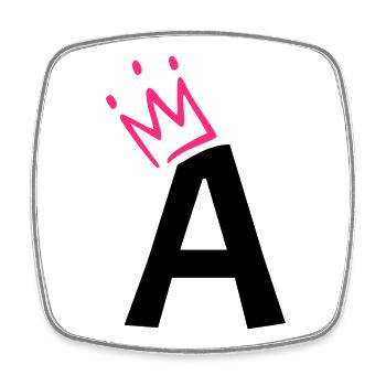 Letter A with crown - Square fridge magnet - white - Front