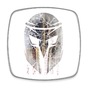 American, Spartanischer Helm patriotic USA Flag - Viereckiger Kühlschrankmagnet - Weiß - Vorne