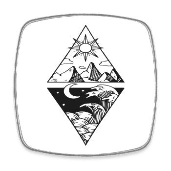 Montagnes Soleil et Mer Lunaire - Magnet carré - blanc - Devant