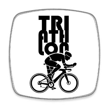 triathlon athlete bike man symbol Logo icon - Square fridge magnet - white - Front