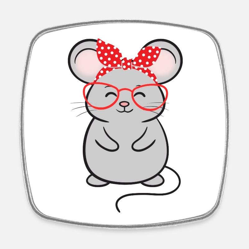 Maus Mäuse - Viereckiger Kühlschrankmagnet - Weiß