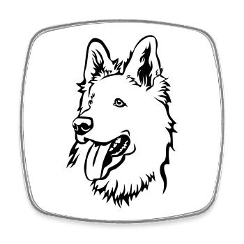 Swiss Shepherd Head - Square fridge magnet - white - Front