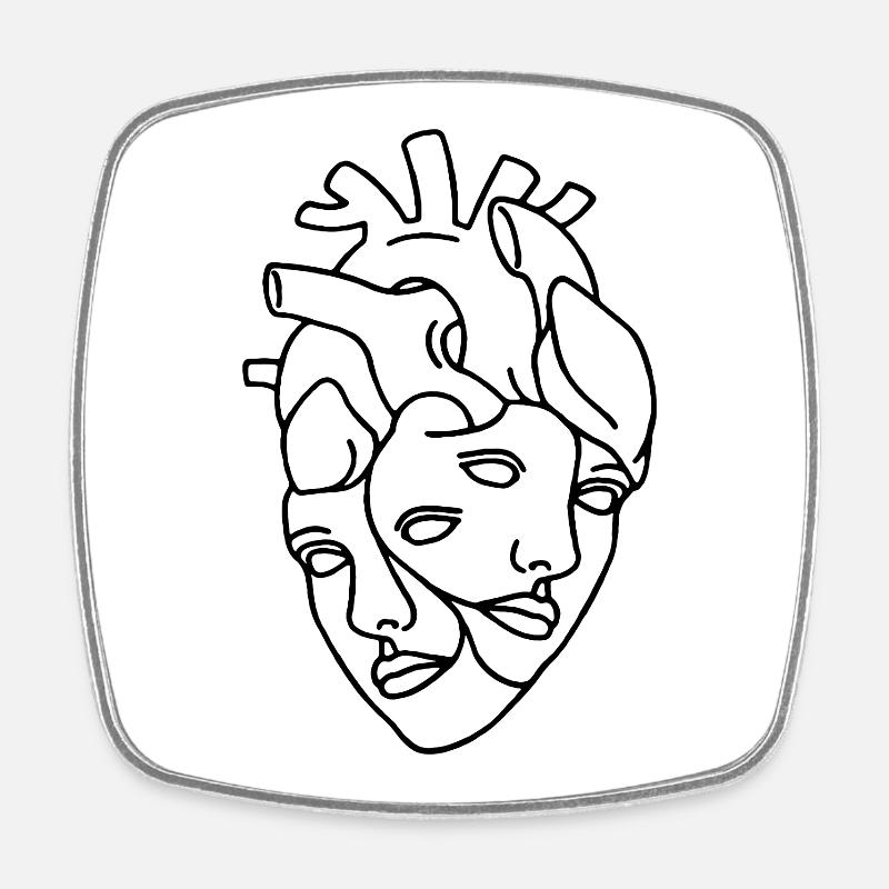 Heart - Square fridge magnet - white