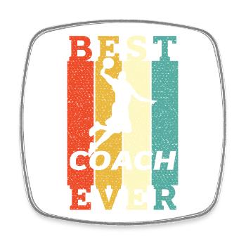 Best Basketball Coach Ever Funny Vintage Gift - Square fridge magnet - white - Front