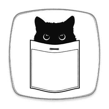 Chat en poche - Magnet carré - blanc - Devant