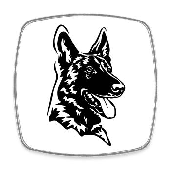 Malinois Kopf - Viereckiger Kühlschrankmagnet - Weiß - Vorne