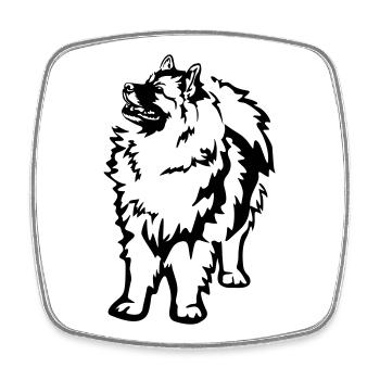 Keeshond - Magnet carré - blanc - Devant