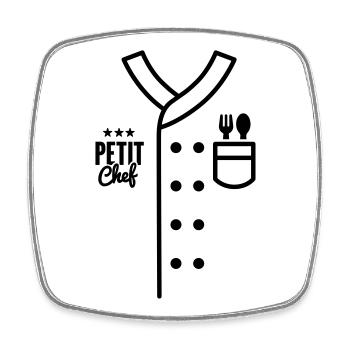 Kids Chef Uniform Petit Chef Child Cooking Costume - Square fridge magnet - white - Front