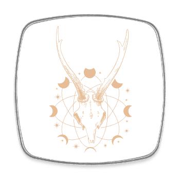 Occult Lunar Cycle Antlers Goth - Square fridge magnet - white - Front