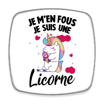 Je M’en Fous je suis une licorne Cadeau - Magnet carré - blanc - Devant
