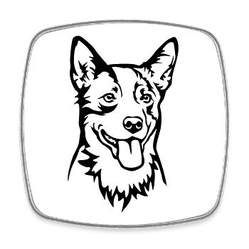 Tête de chien de bétail australien - Magnet carré - blanc - Devant