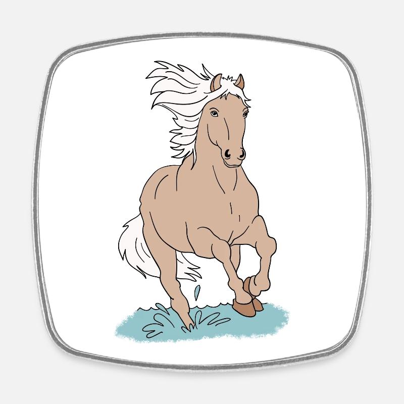 Chevaux de cheval - Magnet carré - blanc
