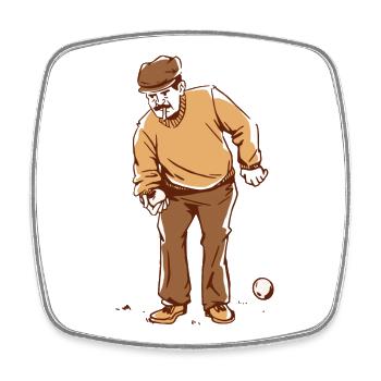 Un joueur de boule lance des boules de pétanque tenue de pétanque - Magnet carré - blanc - Devant