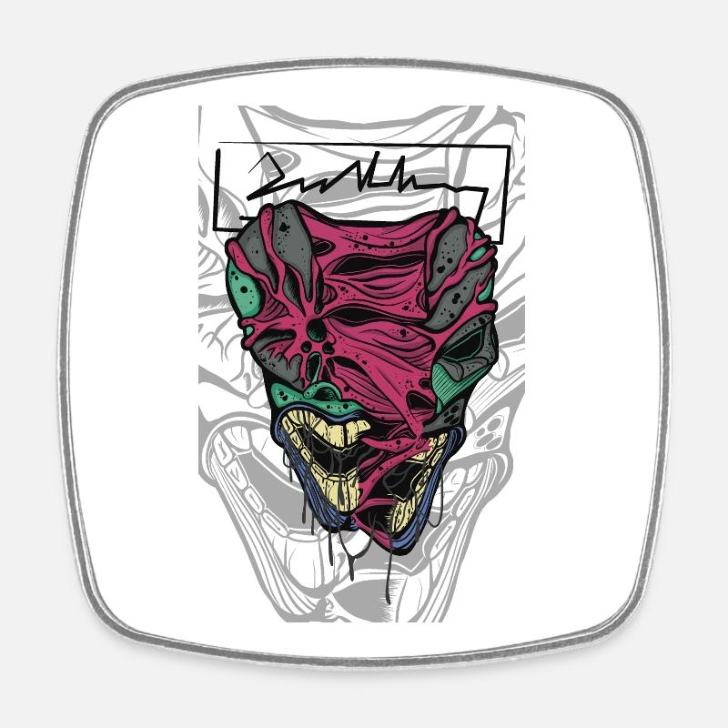 Visage de masque coloré et déformé - Magnet carré - blanc