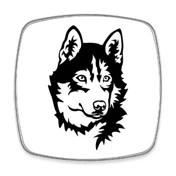 Husky Kopf - Viereckiger Kühlschrankmagnet - Weiß - Vorne