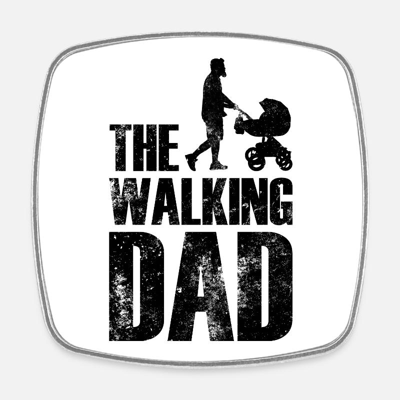 The Walking Dad - Square fridge magnet - white