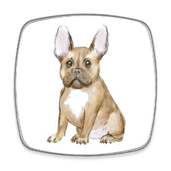 Adorable chiot bouledogue français - Magnet carré - blanc - Devant