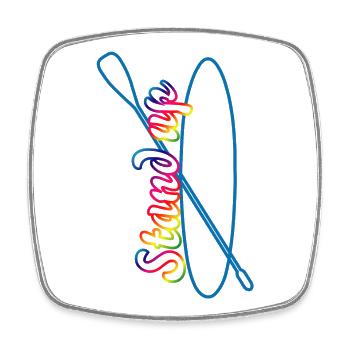 Stand up paddling lettering with paddle board - Square fridge magnet - white - Front