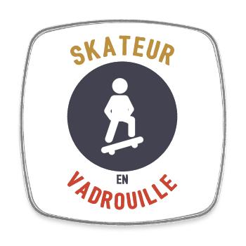 Skateboarder im Mopp - Viereckiger Kühlschrankmagnet - Weiß - Vorne