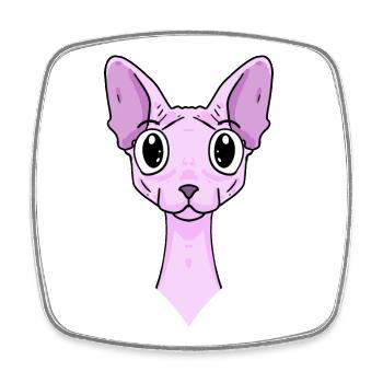 Sphynx Head Cat Cat Owner - Square fridge magnet - white - Front