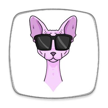 Sphynx cat with sunglasses - Square fridge magnet - white - Front