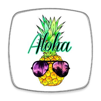 Ananas Aloha - Viereckiger Kühlschrankmagnet - Weiß - Vorne