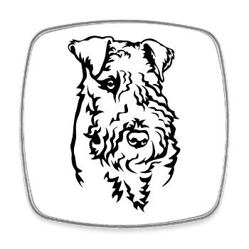 Tête de Terrier Lakeland - Magnet carré - blanc - Devant
