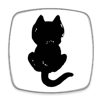 Katze coole Silhouette von hinten - Viereckiger Kühlschrankmagnet - Weiß - Vorne