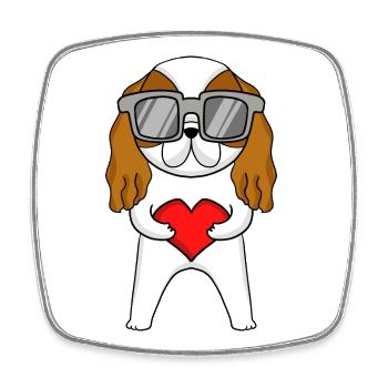 Cavalier King Charles Épagneul avec lunettes de soleil - Magnet carré - blanc - Devant