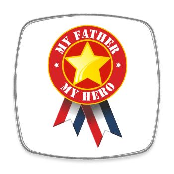 Mein Vater mein Held - Viereckiger Kühlschrankmagnet - Weiß - Vorne