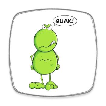 Nö Quak Frosch I Frosch Cartoon MODARTIS - Viereckiger Kühlschrankmagnet - Weiß - Vorne