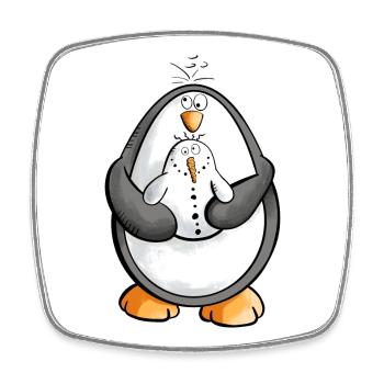 Penguin and snowman are best friends - Square fridge magnet - white - Front