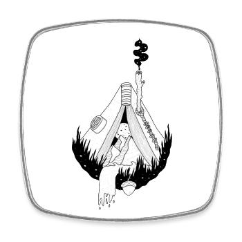 Camping - Square fridge magnet - white - Front