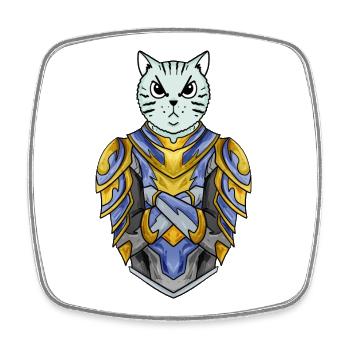 Knight Cat Cat Race British Shorthair - Magnet carré - blanc - Devant